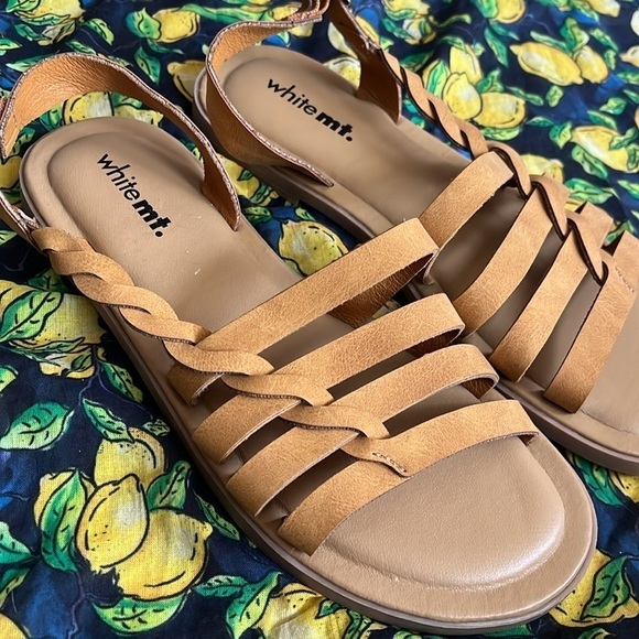 Brand New White Mountain Braided Tan Multi-Strap Gladiator Ankle Strap Sandals - Picture 4 of 15